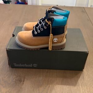 Timberland Wheat Nubuck Boots with Blue Accents